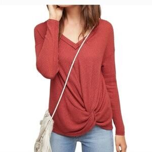 Anthropologie Akemi + Kin Waffle Weave Twist Front Burnt Orange